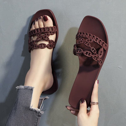 Women's Fashion Slippers 2023 Summer New Fashion Hollow Breathable PVC Non slip Rubber Sole Casual Walking One Word Home Outwear