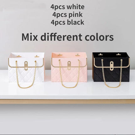 4Pcs Portable Flower Box Rose Packaging Box Wedding Valentine's Day Birthday Party Gift Rose Paper Bag Gift Candy Cake Shop
