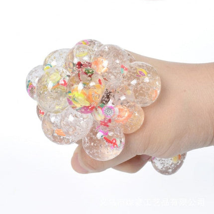 Glitter Foam Led Colored Bead Grape Vent Ball Antistress Stress Relief Fidget Toy Squishy Stressball Ball with Balls Inside