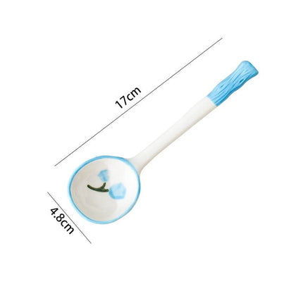 Cute Strawberry Spoon Cute Bear Ice Cream Dessert Soup Ceramic Korean Spoon with Long Handle Kitchen Tableware Accessories