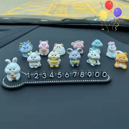 Car Temporary Parking Card Car Phone Number plate Car decoration Cartoon animal car interior Portable  telephone number plate