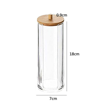 Bamboo Makeup Cotton Swabs Transparent Box Organizer Cosmetics Cotton Pads Holder Plastic Qtip container Bathroom organizer
