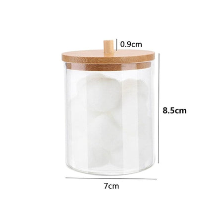 Bamboo Makeup Cotton Swabs Transparent Box Organizer Cosmetics Cotton Pads Holder Plastic Qtip container Bathroom organizer