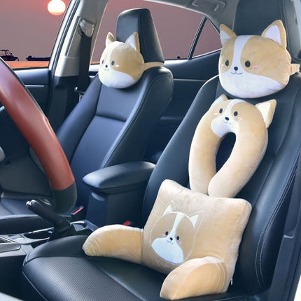 Corgi Shiba Inu Cartoon Car Headrest Neck Protection Pillow A Pair Of U-shaped Pillow Car Waist By Four Seasons Universal