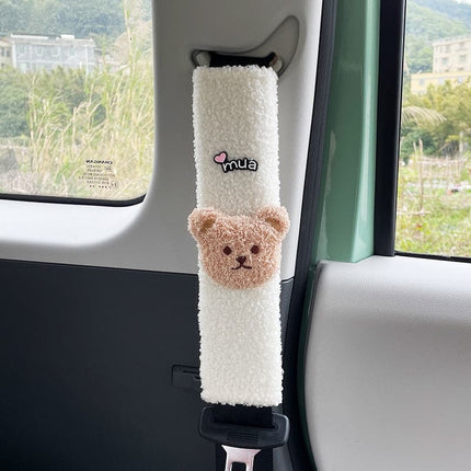 Cartoon Automobile Safety Belt Cover Children Shoulder Protector Lovely Bear Plush Anti-neck Universal Car Interior Decoration