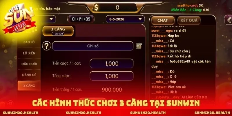 Các hình thức chơi 3 càng tại Sunwin